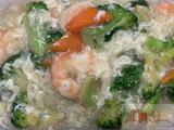 47.King Prawns stir fried with Broccoli in Egg Sauce + Boiled Rice 滑蛋大虾饭
