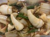 44.Squid stir fried in Sambal (SHRIMP paste) Sauce + Boiled Rice (hot) 三巴鱿鱼饭